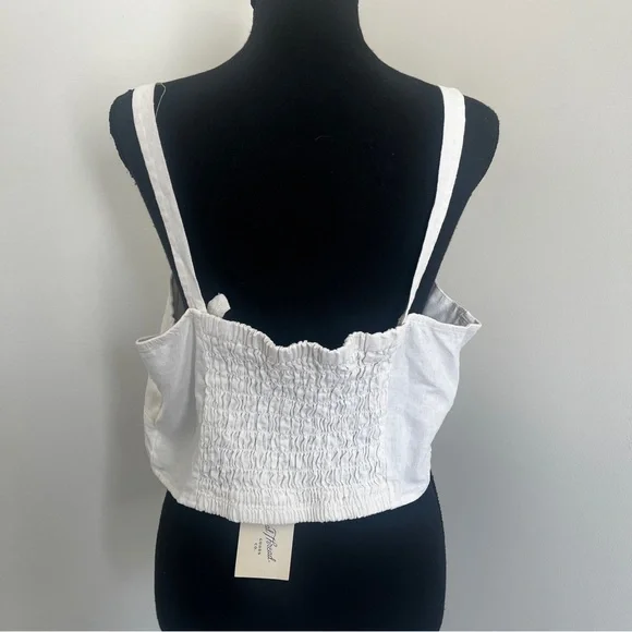 Universal Thread White Linen Blend Tie Front Crop Top Size XL NWT - Picture 5 of 7